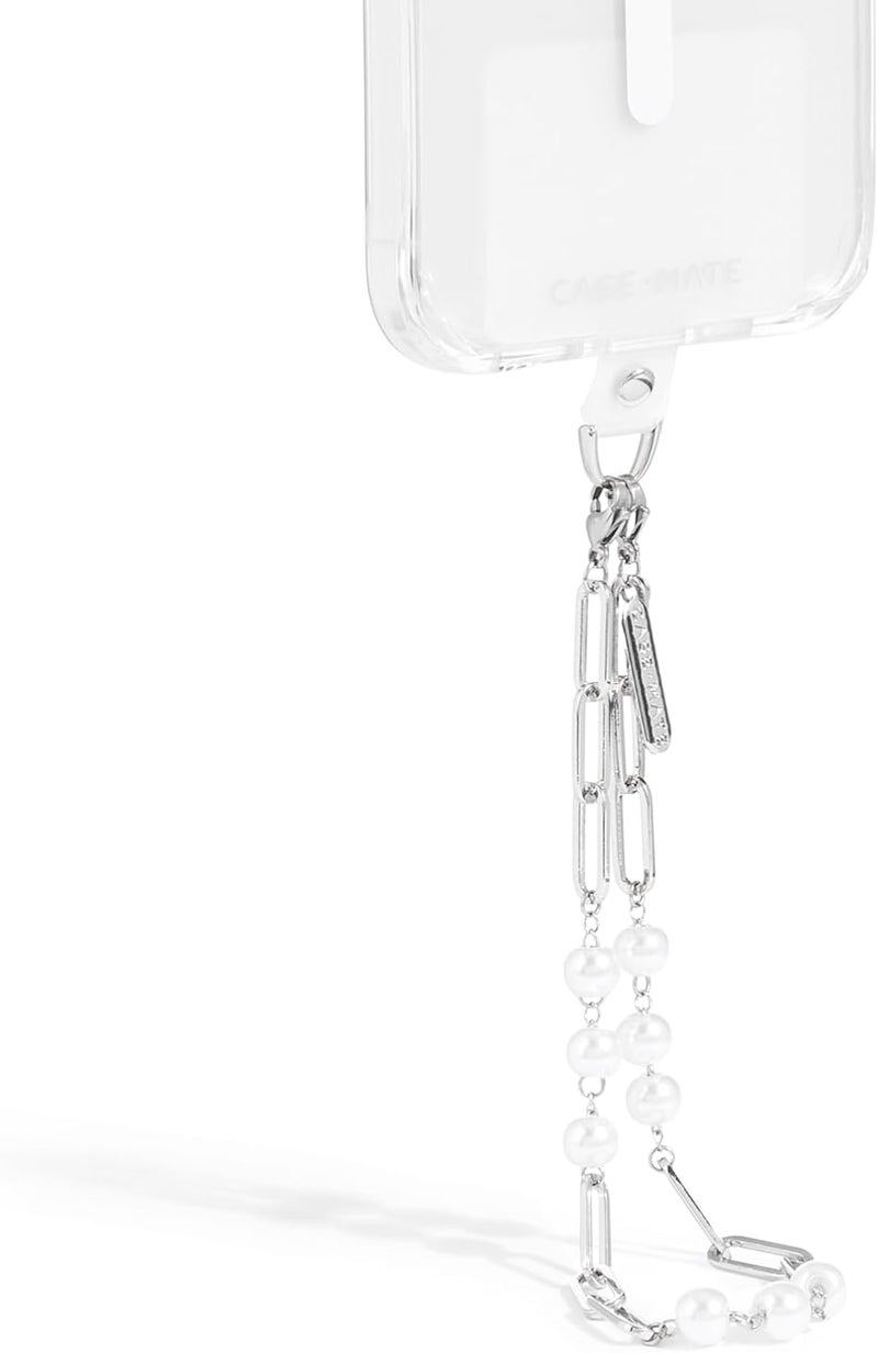 CASE-MATE Phone Charm with Beaded Silver Pearls - Detachable Anti Theft Strap - Hands-Free iPhone Wrist Strap for Women - Phone Chain Wristlet for Galaxy, Pixel and More - Silver Pearl - Image 2